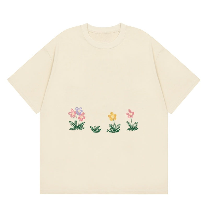 Apricot T-Shirt with Floral Print